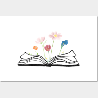 Flowers growing form a book - beautiful reading Posters and Art